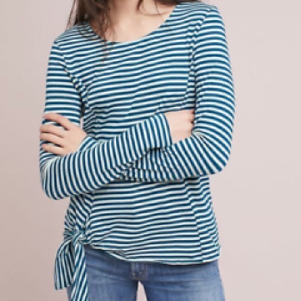 Anthro T.la Striped Green/Mint Long Sleeve Top